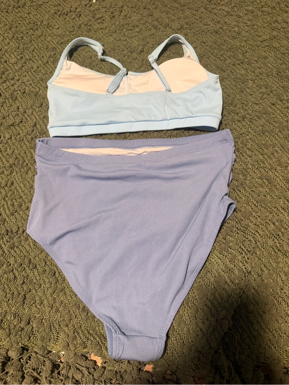 Light Blue Ribbed Maternity Bikini Set - Picture 3 of 3